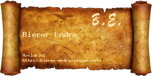 Bierer Endre névjegykártya